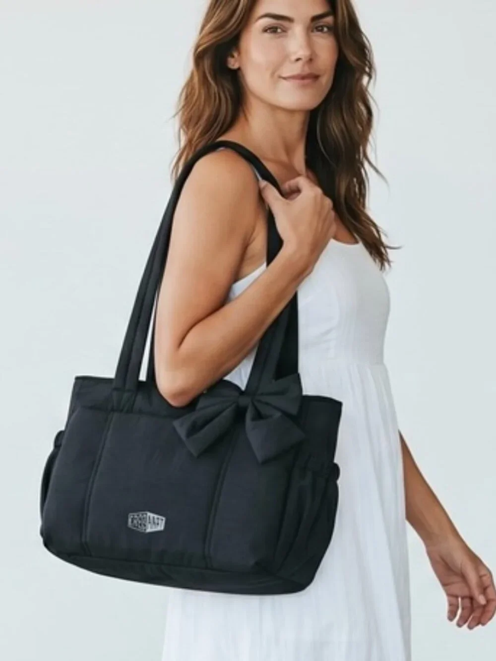NEW BagSmart Crushed Bow Purse Tote Commuter travel bag NWT